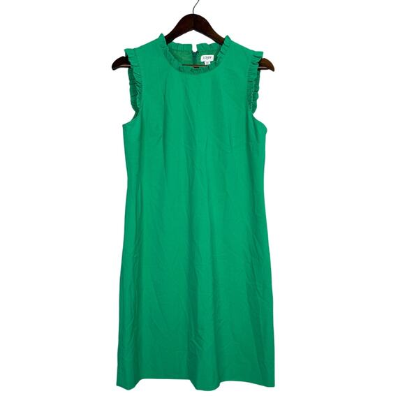 J. Crew Sleeveless Ruffle Neck Knee Length Sheath Dress 10 Modern Kelly Green - Picture 16 of 16